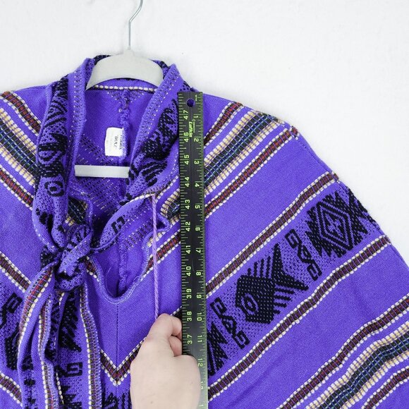 Tejidos Diaz Sweater Womens One Size Purple Wool Blend Aztec Fringe Poncho - Picture 7 of 14